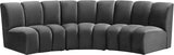 Infinity Velvet / Engineered Wood Contemporary Grey Velvet 3pc. Modular Sectional - 119" W x 48" D x 33" H