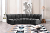 Infinity Velvet / Engineered Wood Contemporary Grey Velvet 3pc. Modular Sectional - 119" W x 48" D x 33" H