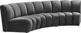 Infinity Velvet / Engineered Wood Contemporary Grey Velvet 3pc. Modular Sectional - 119" W x 48" D x 33" H