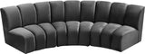 Infinity Velvet / Engineered Wood Contemporary Grey Velvet 3pc. Modular Sectional - 119" W x 48" D x 33" H