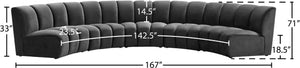 Infinity Velvet / Engineered Wood Contemporary Grey Velvet 5pc. Modular Sectional - 167" W x 71" D x 33" H
