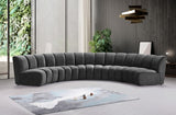 Infinity Velvet / Engineered Wood Contemporary Grey Velvet 5pc. Modular Sectional - 167" W x 71" D x 33" H