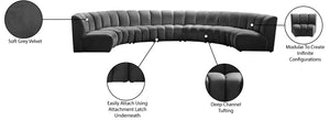 Infinity Velvet / Engineered Wood / Foam Contemporary Grey Velvet 7pc. Modular Sectional - 183" W x 104" D x 33" H