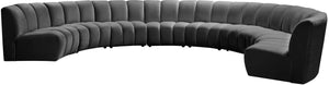 Infinity Velvet / Engineered Wood / Foam Contemporary Grey Velvet 8pc. Modular Sectional - 183" W x 124" D x 33" H