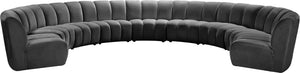 Infinity Velvet / Engineered Wood / Foam Contemporary Grey Velvet 9pc. Modular Sectional - 183" W x 142" D x 33" H
