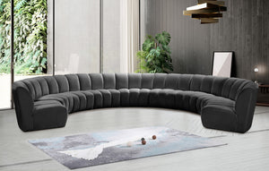 Infinity Velvet / Engineered Wood / Foam Contemporary Grey Velvet 9pc. Modular Sectional - 183" W x 142" D x 33" H