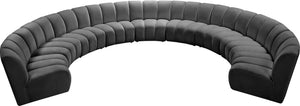 Infinity Velvet / Engineered Wood / Foam Contemporary Grey Velvet 9pc. Modular Sectional - 183" W x 142" D x 33" H