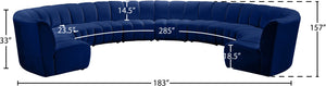 Infinity Velvet / Engineered Wood / Foam Contemporary Navy Velvet 10pc. Modular Sectional - 183" W x 157" D x 33" H