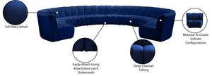 Infinity Velvet / Engineered Wood / Foam Contemporary Navy Velvet 10pc. Modular Sectional - 183" W x 157" D x 33" H