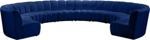 Infinity Velvet / Engineered Wood / Foam Contemporary Navy Velvet 10pc. Modular Sectional - 183" W x 157" D x 33" H