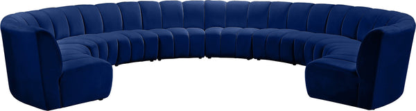 Infinity Velvet / Engineered Wood / Foam Contemporary Navy Velvet 10pc. Modular Sectional - 183" W x 157" D x 33" H