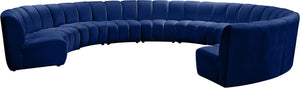 Infinity Velvet / Engineered Wood / Foam Contemporary Navy Velvet 10pc. Modular Sectional - 183" W x 157" D x 33" H