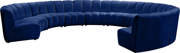 Infinity Velvet / Engineered Wood / Foam Contemporary Navy Velvet 10pc. Modular Sectional - 183" W x 157" D x 33" H