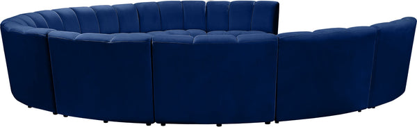 Infinity Velvet / Engineered Wood / Foam Contemporary Navy Velvet 10pc. Modular Sectional - 183" W x 157" D x 33" H