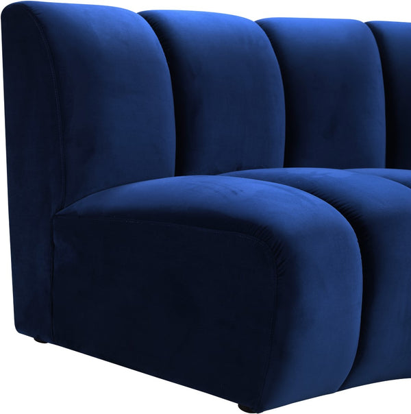 Infinity Velvet / Engineered Wood / Foam Contemporary Navy Velvet 10pc. Modular Sectional - 183" W x 157" D x 33" H