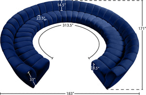 Infinity Velvet / Engineered Wood / Foam Contemporary Navy Velvet 11pc. Modular Sectional - 183" W x 171" D x 33" H