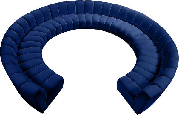 Infinity Velvet / Engineered Wood / Foam Contemporary Navy Velvet 11pc. Modular Sectional - 183" W x 171" D x 33" H