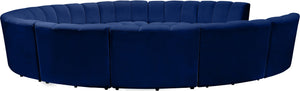 Infinity Velvet / Engineered Wood / Foam Contemporary Navy Velvet 11pc. Modular Sectional - 183" W x 171" D x 33" H