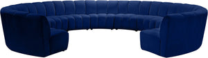 Infinity Velvet / Engineered Wood / Foam Contemporary Navy Velvet 11pc. Modular Sectional - 183" W x 171" D x 33" H