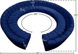 Infinity Velvet / Engineered Wood / Foam Contemporary Navy Velvet 12pc. Modular Sectional - 183" W x 181" D x 33" H