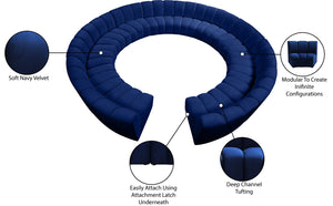 Infinity Velvet / Engineered Wood / Foam Contemporary Navy Velvet 12pc. Modular Sectional - 183" W x 181" D x 33" H