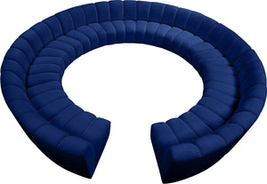 Infinity Velvet / Engineered Wood / Foam Contemporary Navy Velvet 12pc. Modular Sectional - 183" W x 181" D x 33" H