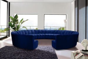 Infinity Velvet / Engineered Wood / Foam Contemporary Navy Velvet 12pc. Modular Sectional - 183" W x 181" D x 33" H