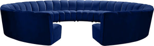 Infinity Velvet / Engineered Wood / Foam Contemporary Navy Velvet 12pc. Modular Sectional - 183" W x 181" D x 33" H