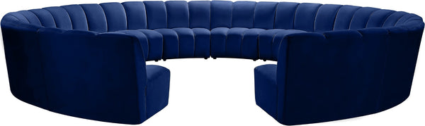 Infinity Velvet / Engineered Wood / Foam Contemporary Navy Velvet 12pc. Modular Sectional - 183" W x 181" D x 33" H