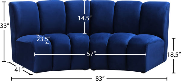 Infinity Velvet / Engineered Wood Contemporary Navy Velvet 2pc. Modular Sectional - 83" W x 41" D x 33" H