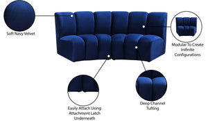 Infinity Velvet / Engineered Wood Contemporary Navy Velvet 2pc. Modular Sectional - 83" W x 41" D x 33" H
