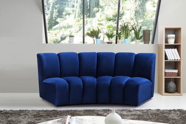 Infinity Velvet / Engineered Wood Contemporary Navy Velvet 2pc. Modular Sectional - 83" W x 41" D x 33" H