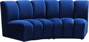 Infinity Velvet / Engineered Wood Contemporary Navy Velvet 2pc. Modular Sectional - 83" W x 41" D x 33" H