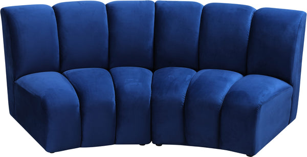 Infinity Velvet / Engineered Wood Contemporary Navy Velvet 2pc. Modular Sectional - 83" W x 41" D x 33" H