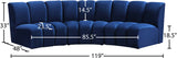 Infinity Velvet / Engineered Wood Contemporary Navy Velvet 3pc. Modular Sectional - 119" W x 48" D x 33" H