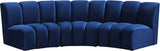 Infinity Velvet / Engineered Wood Contemporary Navy Velvet 3pc. Modular Sectional - 119" W x 48" D x 33" H