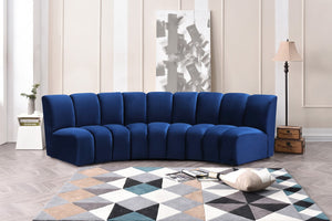 Infinity Velvet / Engineered Wood Contemporary Navy Velvet 3pc. Modular Sectional - 119" W x 48" D x 33" H
