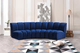 Infinity Velvet / Engineered Wood Contemporary Navy Velvet 3pc. Modular Sectional - 119" W x 48" D x 33" H