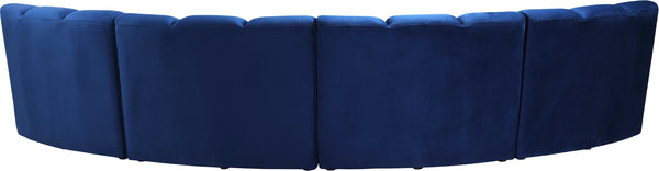 Infinity Velvet / Engineered Wood Contemporary Navy Velvet 4pc. Modular Sectional - 148" W x 59" D x 33" H