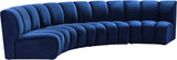 Infinity Velvet / Engineered Wood Contemporary Navy Velvet 4pc. Modular Sectional - 148" W x 59" D x 33" H