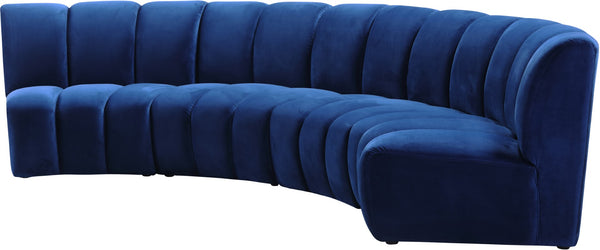 Infinity Velvet / Engineered Wood Contemporary Navy Velvet 4pc. Modular Sectional - 148" W x 59" D x 33" H