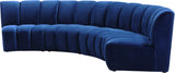 Infinity Velvet / Engineered Wood Contemporary Navy Velvet 4pc. Modular Sectional - 148" W x 59" D x 33" H