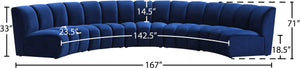 Infinity Velvet / Engineered Wood Contemporary Navy Velvet 5pc. Modular Sectional - 167" W x 71" D x 33" H