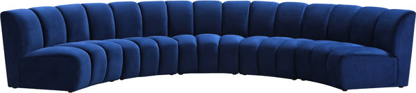 Infinity Velvet / Engineered Wood Contemporary Navy Velvet 5pc. Modular Sectional - 167" W x 71" D x 33" H