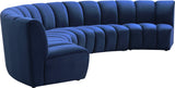 Infinity Velvet / Engineered Wood Contemporary Navy Velvet 5pc. Modular Sectional - 167" W x 71" D x 33" H