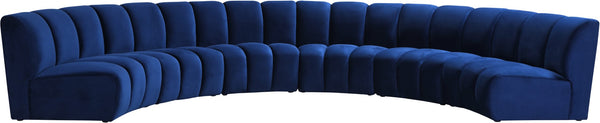 Infinity Velvet / Engineered Wood Contemporary Navy Velvet 6pc. Modular Sectional - 174" W x 85" D x 33" H