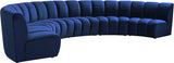 Infinity Velvet / Engineered Wood Contemporary Navy Velvet 6pc. Modular Sectional - 174" W x 85" D x 33" H