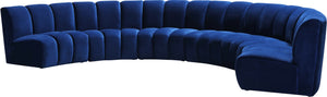 Infinity Velvet / Engineered Wood Contemporary Navy Velvet 6pc. Modular Sectional - 174" W x 85" D x 33" H