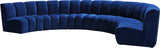 Infinity Velvet / Engineered Wood Contemporary Navy Velvet 6pc. Modular Sectional - 174" W x 85" D x 33" H