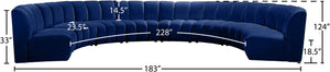 Infinity Velvet / Engineered Wood / Foam Contemporary Navy Velvet 8pc. Modular Sectional - 183" W x 124" D x 33" H